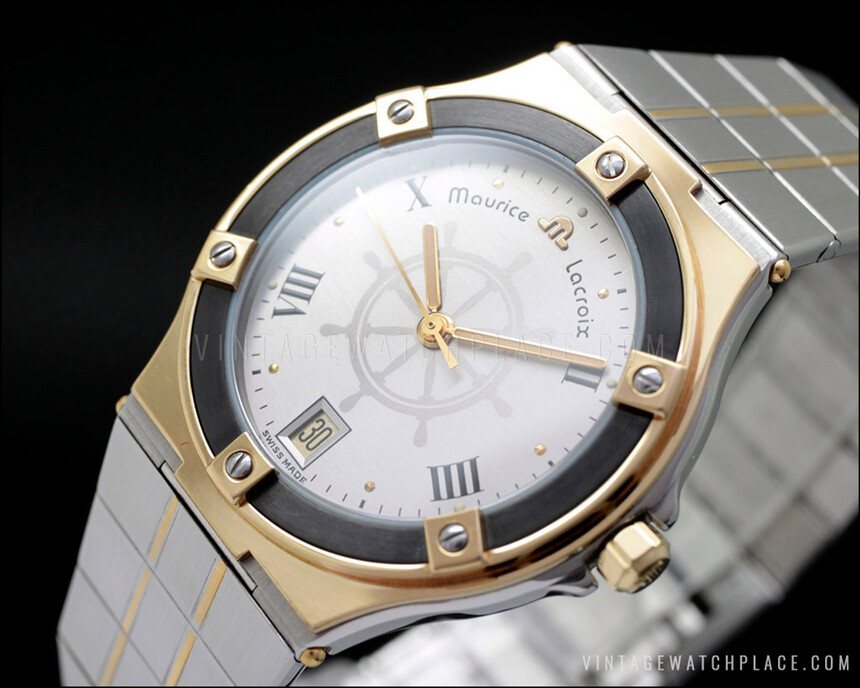 Az Aikon az 1990-es Maurice Lacroix Calypso modellből indul ki. Forrás: https://vintagewatchplace.com/