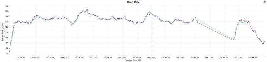Zöld – Polar Verity Sense (karpántos szenzor), lila – Suunto Run | Forrás: DC Rainmaker Analyzer
