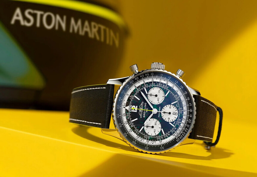 Navitimer B01 Chronograph 43 Aston Martin Aramco Formula ONE™ team. Fotó: Breitling