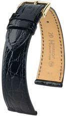 bőr óraszíj Hirsch Genuine Croco L 18920850-1, fekete, krokodilbőr, hossza L, Quick Release