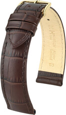 bőr óraszíj Hirsch Duke L 01028010OE-1, barna, borjúbőr, open end (rögzített csapszegekhez), hossz L, Quick Release