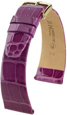 Bőr óraszíj Hirsch Prestige M 02207187-1, lila, aligátorbőr, hossz M, Quick Release