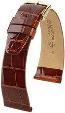 Bőr óraszíj Hirsch Prestige M 02207170-1, barna, aligátorbőr, hossz M, Quick Release