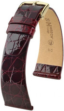 Vörös bőr szíj Hirsch Prestige L 02208060-1 (Krokodilbőr) Hirsch Selection