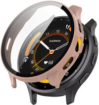 Védőtok (kompatibilis Garmin Venu 3), műanyag, rózsaszín + üveg