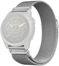 rozsdamentes acél óraszíj Ricardo 22mm (kompatibilis a Garmin Fenix 8/7/6 (47mm), Epix 2 stb.), ezüst, milánói szíj, QuickFit