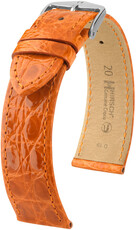 Bőrszíj Hirsch Genuine Croco 18900876-2, narancssárga, krokodilbőr, Quick Release