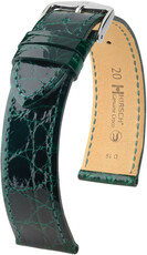 Bőr szíj Hirsch Genuine Croco L 18920840-2, zöld, krokodilbőr, hossz: L, Quick Release