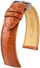 Bőrszíj Hirsch Baron L 08404079-2, narancssárga, krokodil bőr, L hosszúságú