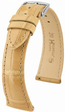 Bőr óraszíj Hirsch London L 04307090-2, bézs, aligátorbőr, hossz L, Quick Release