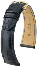 Bőr óraszíj Hirsch London L 04207059NQ-1, fekete, aligátorbőr, hossz L