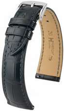 Bőr óraszíj Hirsch London L 04207059NQ-2, fekete, aligátorbőr, hossz L