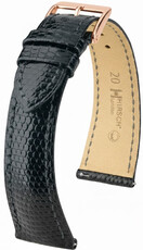 Bőr óraszíj Hirsch London L 04266050-7, fekete, gyíkbőr, hossz L, Quick Release