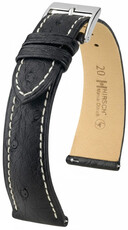 Bőr óraszíj Hirsch Massai Ostrich L 04262051-2, fekete, struccbőr, hossz L, Quick Release