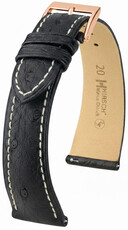 Bőr óraszíj Hirsch Massai Ostrich L 04262051-7, fekete, struccbőr, hossz L, Quick Release