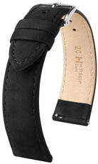Bőr óraszíj Hirsch Osiris Nubuk L 03433050-2, fekete, borjúbőr, hossz L, Quick Release