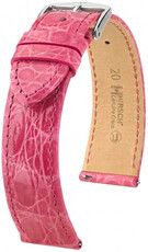 Bőrszíj Hirsch Genuine Croco 01808125-2, rózsaszín, krokodilbőr, Quick Release