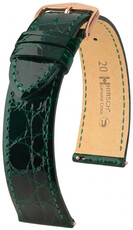 Bőrszíj Hirsch Genuine Croco 01808140-7, zöld, krokodilbőr, Quick Release