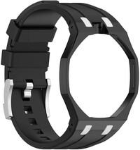 Szilikon óraszíj Ricardo Pinzolo (kompatibilis Swatch Royal Pop), Black, tokkal, korona 12 óránál