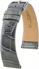 Bőr óraszíj Hirsch Prestige L 02207030-2, szürke, aligátorbőr, hossz L, Quick Release