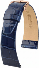 Bőr óraszíj Hirsch Prestige L 02207080-7, kék, aligátorbőr, hossz L, Quick Release