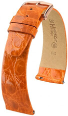 Bőrszíj Hirsch Prestige 02208176-7, narancssárga, krokodilbőr, Quick Release