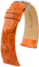 Bőr óraszíj Hirsch Prestige L 02208076-2, narancssárga, krokodilbőr, hossz L, Quick Release