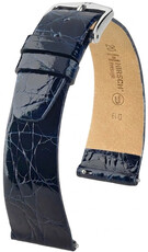 Bőr óraszíj Hirsch Prestige L 02208080-2, kék, krokodilbőr, hossz L, Quick Release
