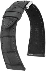 Bőr óraszíj Hirsch London Nubuk L 04277030-2, szürke, aligátorbőr, hossz L, Quick Release