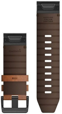 Bőr óraszíj Garmin 26mm (kompatibilis Garmin Fenix 8/7X/6X (51mm), Tactix stb.), barna, QuickFit, 010-12864-05