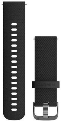 Szilikon óraszíj Garmin 18 mm (kompatibilis Venu 2S, Vívoactive 4S, Vívomove 3S), fekete, Quick Release, + hosszabbított rész, 010-12932-01