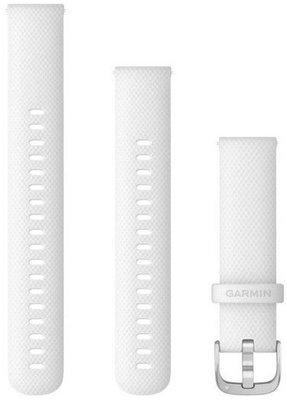 Szilikon óraszíj Garmin 18mm (kompatibilis Venu 2S, Vívoactive 4S, Vívomove 3S stb.), fehér, Quick Release, + hosszabbított rész, 010-12932-0B