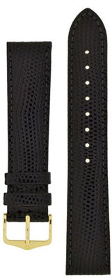 Fekete bőr szíj Hirsch Rainbow M 12302650-1 (Borjú)