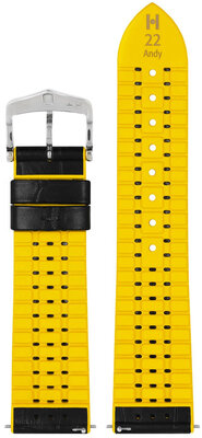 Bőr szíj Hirsch Andy L 0927228050-2, fekete, borjúbőr/természetes kaucsuk, hossz L, Quick Release