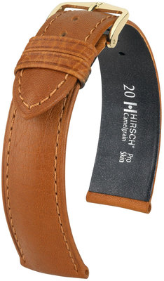 bőr óraszíj Hirsch Camelgrain M 10200910OE-1, barna, borjúbőr, open end (rögzített rugós csapokhoz), hossz M, Quick Release