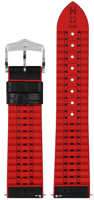 Bőr szíj Hirsch Andy L 0922028050-2, fekete, borjúbőr/természetes kaucsuk, hossz L, Quick Release