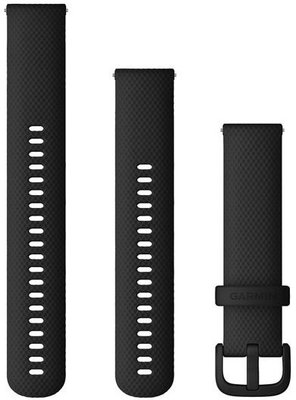 Szilikon óraszíj Garmin 20mm (kompatibilis Venu, Venu Sq, Venu 2 plus stb.), fekete V1, Quick Release + meghosszabbított rész, 010-13021-03
