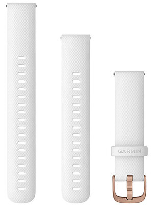 Szilikon óraszíj Garmin 18 mm (kompatibilis Venu 2S, Vívoactive 4S, Vívomove 3S), fehér, Quick Release, + hosszabbított rész, 010-12932-0F