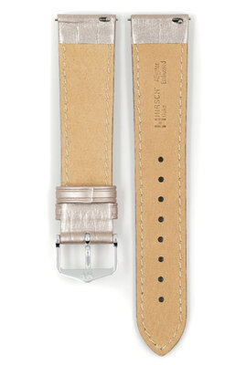 Hirsch Duke Metallic M 01027130-2 bőr szíj, szürke, borjúbőr, hossz M, Quick Release