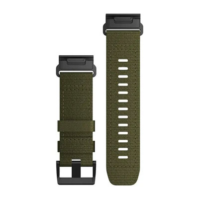 Nylon óraszíj Garmin 26mm (kompatibilis Garmin Fenix 8/7X/6X (51mm), Tactix stb.), zöld, QuickFit, 010-13010-10