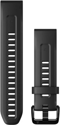 Szilikon óraszíj Garmin 20mm (kompatibilis Garmin Fenix 8/7S/6S (43mm), stb.), fekete V1, QuickFit, 010-13102-00