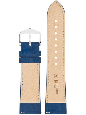 Bőr óraszíj Hirsch Osiris Nubuk M 03433180-2, kék, borjúbőr, hossz M, Quick Release