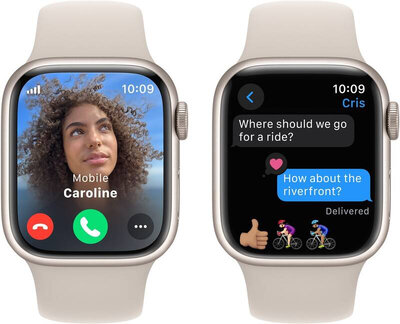 Apple Watch Series 9 GPS + Cellular 45mm Starlight Aluminium Case / Starlight Sport Band - S/M