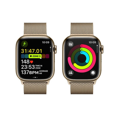 Apple Watch Series 9 GPS + Cellular 41mm Gold Stainless Steel Case / Gold Milanese Loop