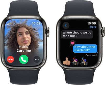 Apple Watch Series 9 GPS + Cellular 41mm Graphite Stainless Steel Case / Midnight Sport Band - M/L