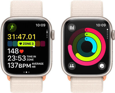 Apple Watch Series 9 GPS + Cellular 41mm Starlight Aluminium Case / Starlight Sport Loop