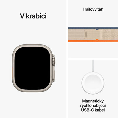 Apple Watch Ultra 2 GPS + Cellular, 49mm Titanium Case / Orange/Beige Trail Loop-M/L