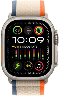 Apple Watch Ultra 2 GPS + Cellular, 49mm Titanium Case / Orange/Beige Trail Loop-S/M