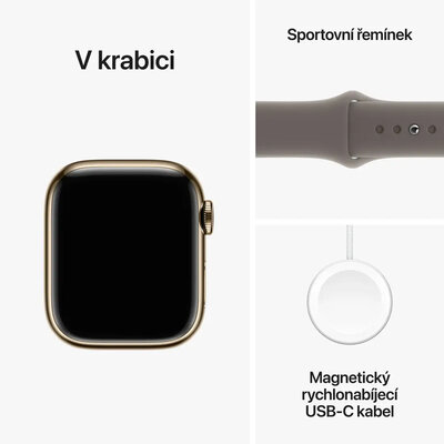 Apple Watch Series 9 GPS + Cellular 41mm Gold Stainless Steel Case with Clay Sport Band - S/M