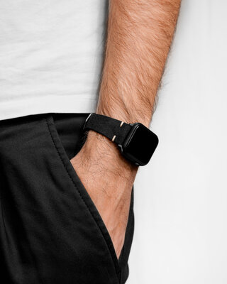 Bőr szíj Hirsch Serro L 05564050-2, fekete, szarvasbőr (nubuk), Limited Edition, hossz L, Quick Release